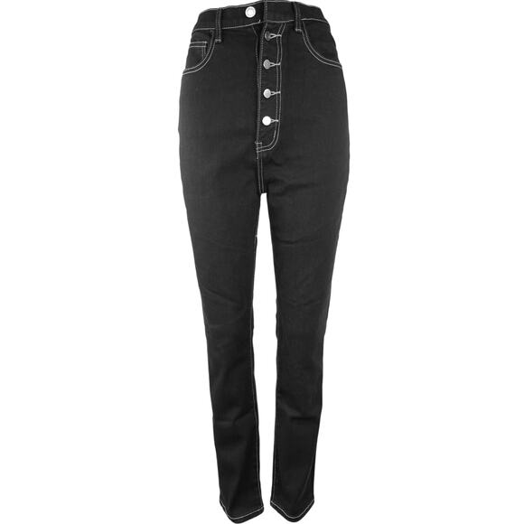 WeWoreWhat Danielle Women's Black Button Fly High Waist Straight Denim Jeans 29 - Picture 1 of 6
